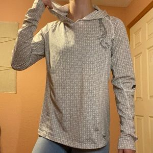 REI long sleeve hood running shirt with thumbholes